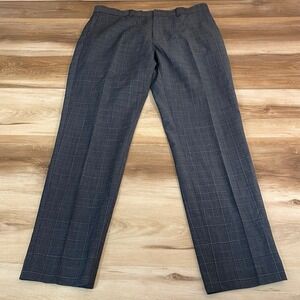 Club Monaco Sutton Slim Fit Wool Blend Plaid Dress Pants Mens 31x29 Grey